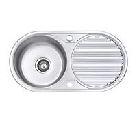 JASSFERRY Fregadero de cocina un seno, de Acero Inoxidable, escurridor reversible, con colador de residuos