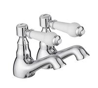 JASSFERRY - Grifo para lavabo, agua caliente y fría, mango cruzado de cerámica, 1,27 cm
