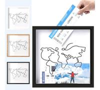 Jastown 30 * 30cm Caja de Almacenamiento de Aventuras,Archive Box para Recuerdos,Caja de Sombra de Viaje, para Tickets Shadow Box para Montaje En La Pared,Mapa del Mundo,Marcos para Cuadros (Negro)