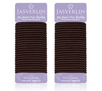 JASVERLIN Gomas para el pelo grandes y gruesas de color marrón, Sujetador de coleta sin daños, no se rompe, cintas de pelo para mujeres con textura rizada, accesorios de peinado 5mm 48 piezas