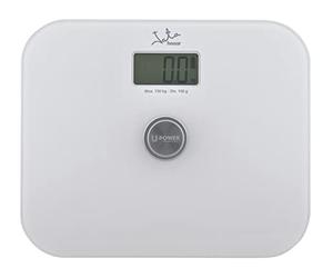 Jata 499 - Báscula de Baño Digital Grasa Corporal, Pantalla LCD, Alta precisión, Carga Automática, Ecológica, Capacidad de 150 kg, Plataforma de Vidrio, Apagado Automático, Blanco