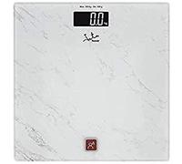 Jata 517 - Báscula de Baño Digital Grasa Corporal, Pantalla LCD, Alta precisión, Función con Voz, Extraplana, Capacidad de 150 kg, Plataforma de Vidrio, Apagado Automático, Blanco