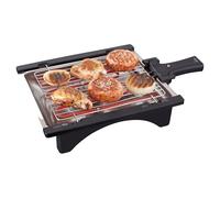 JATA BQ95 - Barbacoa Eléctrica 2000 W sin Humo con Parrilla Ajustable 2 Alturas, Bandeja de Agua Antihumos, Grill Desmontable Fácil Limpieza, Superficie 28x22 cm