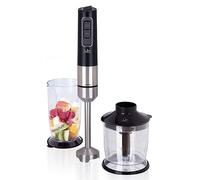 Jata BT157 Batidora de Mano 1000 W, Incluye Vaso Medidor 700 ml, Incluye Picadora, Doble cuchilla de acero inoxidable, Regulador electrónico de velocidad, Pie de acero inoxidable desmontable