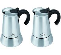 Jata CAX106 - Cafetera Italiana Inducción, Capacidad 6 Tazas, Apta para Todo Tipo de Cocinas, Cuerpo Acero Inoxidable (Paquete de 2)