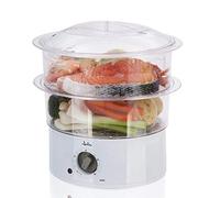 Jata CV5020 - Vaporera con 2 cestas apilables transparentes, un recipiente para arroz o salsas y rejilla para cocción de huevos. Depósito de 500ml. Temporizador de hasta 60 minutos. Cocina sana
