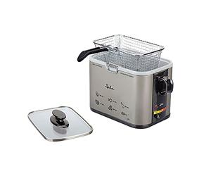 JATA FR326E - JATA Freidora de Aceite Inox 1,3L, Freidora Eléctrica con Cuba Cerámica Antiadherente, Libre de PFOA y PTFE, Termostato Regulable,Freidora Compacta para Patatas, Croquetas y Aperitivos