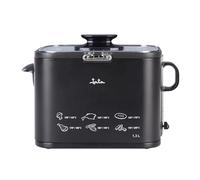 JATA FR5600 - Freidora Eléctrica Pequeña 1,3 L, 1000 W, Acero Inox, Termostato Regulable, Cuba Antiadherente sin PFOA, Tapa de Cristal, Cuerpo Antihuella, Compacta