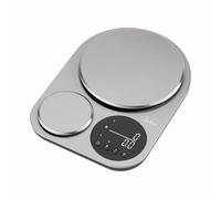 JATA HBAL1254 - Bascula Cocina Digital Doble Plataforma. Máxima Precisión. Balanza Cocina Alimentos, Joyas. Hasta 5 kg. Acero Inoxidable. Compacta. Pantalla LED
