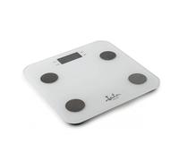 Jata HBAS1501 - Báscula de Baño Digital Grasa Corporal, Pantalla LCD, Alta precisión, Capacidad de 180 kg, Plataforma de Vidrio, Apagado Automático, Incluye Pila, Blanco