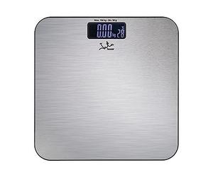 JATA HOGAR 496N - Báscula de Baño Electrónica Digital 150 kg | Báscula Corporal de Alta Precisión con Pantalla LCD Retroiluminada, Acero Inoxidable Antihuella y Sensor de Temperatura