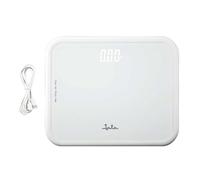 JATA HOGAR 535 - Báscula de Baño Digital SIN PILAS. Carga con USB. 4 sensores. Alta precisión. Pantalla LED. Extra plana. Hasta 150 kg. Medidas: 29 x 24 x 1,8 cm