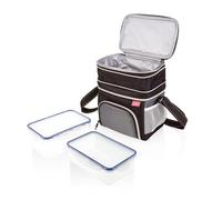 Jata Hogar 954 - Bolsa Térmica Porta Alimentos con 2 Táperes Herméticos Incluidos, Lunch Bag Isotérmica Extensible, Compartimento Superior Expandible, Impermeable, Libre de BPA, para Trabajo, Oficina