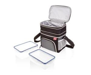 Jata Hogar 954 - Bolsa Térmica Porta Alimentos con 2 Táperes Herméticos Incluidos, Lunch Bag Isotérmica Extensible, Compartimento Superior Expandible, Impermeable, Libre de BPA, para Trabajo, Oficina