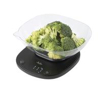 JATA HOGAR HBAL1709 - Báscula Cocina Digital con Bol de 1 L. Hasta 5 kg. Función de Tara. Indicador de Sobrepeso y Batería Baja. Medidas: 17 x 21,5 x 8,5 cm