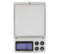 JATA HOGAR HBAL1774 - Báscula de precisión con pantalla LCD. Hasta 100 g. Superficie de acero inoxidable 6,5 x 7 cm. Con tapa y funda protectoras. Función de calibración