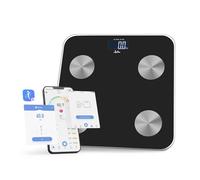 Jata Báscula personal electrónica HBAS1155 – Rectángulo negro, vidrio templado, IMC, 180 kg