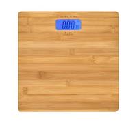 JATA HOGAR HBAS1489 - Báscula de Baño Digital | Superficie de bambú natural | 4 sensores de alta precisión | Pantalla LCD grande | Capacidad 180 kg | Autoapagado y aviso de sobrepeso| Diseño moderno