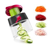 JATA HOGAR HMAQ4508 - Mini Espiralizador Manual de Verduras y Frutas, Cortador Espaguetis Vegetales con 4 Cuchillas de Acero Inoxidable, Compacto, Libre BPA, Antideslizante