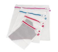 JATA HOGAR HPLA5210 - Set 4 Bolsas para Lavar Ropa Delicada en Lavadora y Secadora, Bolsas de Malla de Poliéster con Cremallera, 3 Tamaños, Protegen Ropa Interior, Prendas Delicadas y Colada