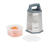 JATA HOGAR HRAL3269 - Rallador de Queso y Verduras Hexagonal Manual con 6 Caras y Contenedor para Alimentos. De Acero Inox. Rallado grueso, fino, raspador, laminador y corte juliana