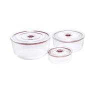 JATA HOGAR HREC4230 - Tupper Cristal Hermetico. 3 Recipientes Cristal para Alimentos. 6 unidades (3 Envases + 3 Tapas) Sin BPA. Apto para microondas, congelador. Para Sólidos y Líquidos.