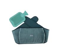 JATA JCAL5477 - Bolsa Agua Caliente con Cinturón Ajustable 1,5L - Funda Aterciopelada. Bolsillo para Manos. Alivio del Dolor Lumbar Cervical Menstrual Espalda Piernas y Abdomen Cierre Velcro 142 cm