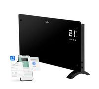 JATA JCRW2520 - Radiador Eléctrico WIFI Bajo Consumo Cristal 2000 W. 5-50ºC. 2 Potencias. Temporizador 24h. Instalación pared o suelo. 77x77x38,5cm. Conectividad WIFI y APP