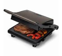 Jata JEGR1106 Parrilla Electrica Grill 750 W, Placas lisas Antiadherentes de 22,5 x 14,6 cm, Cocina todo tipo de alimentos, Tapa superior basculante, Apertura 180°