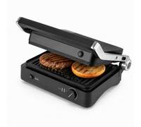 JATA JEGR1450 - Parilla Eléctrica. Grill. Sandwichera. Panini. 2000 W. Apertura 180º. Placas EXTRAÍBLES rayadas antiadherentes: 29,6 x 21,8 cm. Bandeja Recogegrasa.