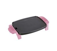 Jata JEGR5522 Plancha de Asar, Antiadherente, Resistente al rayado, 1000W, Medidas 28 x 22 cm, Fabricada en España, Fácil limpieza, Bandeja recogesalsas, Fines solidarios contra el Cáncer de Mama