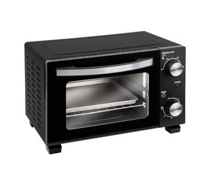 Jata JEHN0910 - Mini Horno Eléctrico 10 L con Grill, 800 W, Termostato Regulable, Temporizador 30 Min, Puerta Doble Cristal, Bandeja y Parrilla, Horno de Sobremesa Compacto
