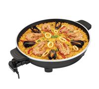 JATA JEPE1601 - Paellera Eléctrica 43 cm con Tapa de Cristal, Sartén Eléctrica Antiadherente 2000W, Termostato Regulable, Tapa de Cristal con Válvula de Vapor, Ideal para Paellas, Arroces, Fideuá, ...