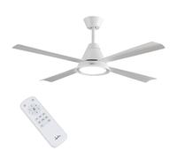 Jata JVTE4235 - Ventilador de Techo Blanco con Luz LED Regulable, Motor DC de Bajo Consumo, 6 Velocidades, Función Reverse, Mando a Distancia, Ventilador Silencioso 132 cm