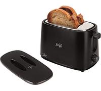 Jata TT631 Tostadora con Tapa, Dos Ranuras Extra Anchas, Con selector electrónico de tostado, 6 posiciones, Cuerpo toque frío, Bandeja recogemigas, Centrado automático del pan, 750 W, Negro