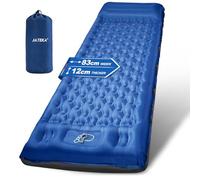 JATEKA Colchoneta Autoinflable Camping Individual Extra Ancha con Correas de Sujeción, Azul y Gris, Colchón Portátil para Exterior
