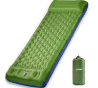 JATEKA Colchoneta Autoinflable XL para Camping, Individual con Correas, Verde y Azul, Colchón Ligero para Senderismo