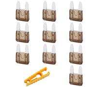 JatilEr 10 Piezas Fusibles Coche, Fusibles 12v Mini 7.5A, Fusibles para Coche con 1 Extractor de Fusibles para Coche/Camper/Camión/Moto/Barco