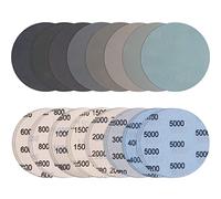 JatilEr 24 unidades de papel de lija de 125 mm, grano 600/800/1000/1500/2000/3000/4000/5000 almohadillas de lijado, redondas, sin agujero, molienda excéntrica, juego de papi abrasivo