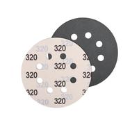 JatilEr 5 unidades de papel de lija de 125 mm, grano 320, redondo, 8 agujeros, fino, húmedo y seco, discos abrasivos de carburo de silicio, lijadora excéntrica, para coche, metal y madera