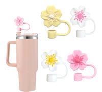 jatimdotin 4 cubiertas de pajita de 10 mm, tapas de paja de silicona, tapa de silicona para Stanley, reutilizable, 4 colores