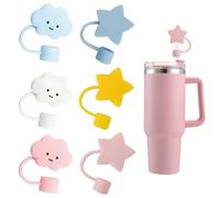 jatimdotin 6 Piezas Tapas de Popote, Tapas para Pajitas Estrellas y Nubes de Silicona, a Prueba de Fugas y Polvo, Tapas de Silicona para Stanley Cup Accesorios, Adecuadas para pajitas de 10 mm