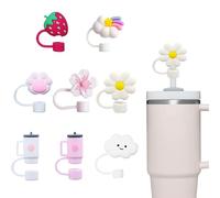 jatimdotin 8 Piezas Tapas de Popote, Tapas para Pajitas Hermoso de Silicona, a Prueba de Fugas y Polvo, Reutilizables, Tapas de Silicona para Stanley Cup Accesorios, Adecuadas para pajitas de 10 mm