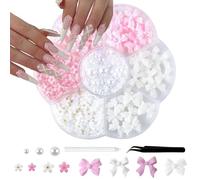 jatimdotin Accesorios para Decoración de Uñas, Charm para Uñas con Lazo, Charm para Uñas con Perlas, Accesorios para Decoración de Uñas DIY Diseño de Arte de Uñas
