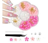 jatimdotin Accesorios para Decoración de Uñas, Charm para Uñas con Lazo, Charm para Uñas con Perlas, Accesorios para Decoración de Uñas DIY Diseño de Arte de Uñas (Rosa Roja)