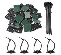 jatimdotin Bridas, 200 Piezas Bridas Plastico, Juego Soportes de Cables Autoadhesivo, Adhesivas para Bridas de Cables, Brida + Base Autoadhesiva, 150 mm Bridas para Cables Para Oficina, Hogar