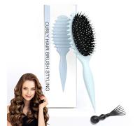 jatimdotin Cepillo de pelo Rizado, Bounce Curl Brush, Cepillo Multifuncional para Rizos, Cepillo Pelo Diseñado para Método Curly para Reducir el Tirón y la Separación de Rizos (Azul)