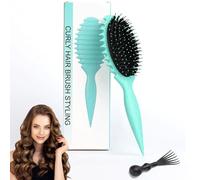 jatimdotin Cepillo de pelo Rizado, Bounce Curl Brush, Cepillo Multifuncional para Rizos, Cepillo Pelo Diseñado para Método Curly para Reducir el Tirón y la Separación de Rizos (Verde)