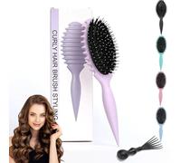 jatimdotin Cepillo de pelo Rizado, Cepillo Multifuncional para Rizos, Cepillo Pelo Diseñado para Método Curly para Reducir el Tirón y la Separación de Rizos (Morado)