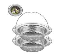 jatimdotin Filtro Fregadero Cocina, 2 Pack Filtro de Fregadero de Acero Inoxidable con Asa, Colador de Drenaje, Coladores de Desagüe de Fregadero para Baño, Bañera, Ccocina (11 x 8 x 2 cm)